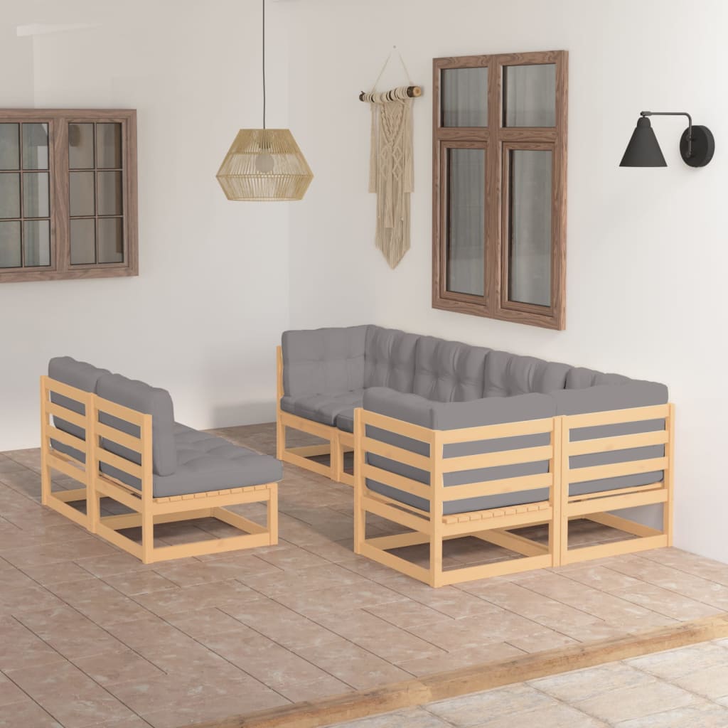 vida XL 7-tlg. Garten-Lounge-Set mit Kissen Kiefer Massivholz
