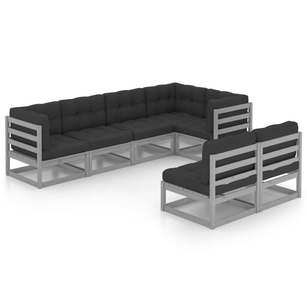 Thumbnail - vidaXL 7-tlg. Garten-Lounge-Set mit Kissen Massivholz Kiefer
