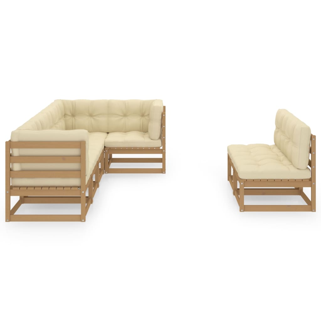 

vidaXL 7-delige Loungeset met kussens massief grenenhout