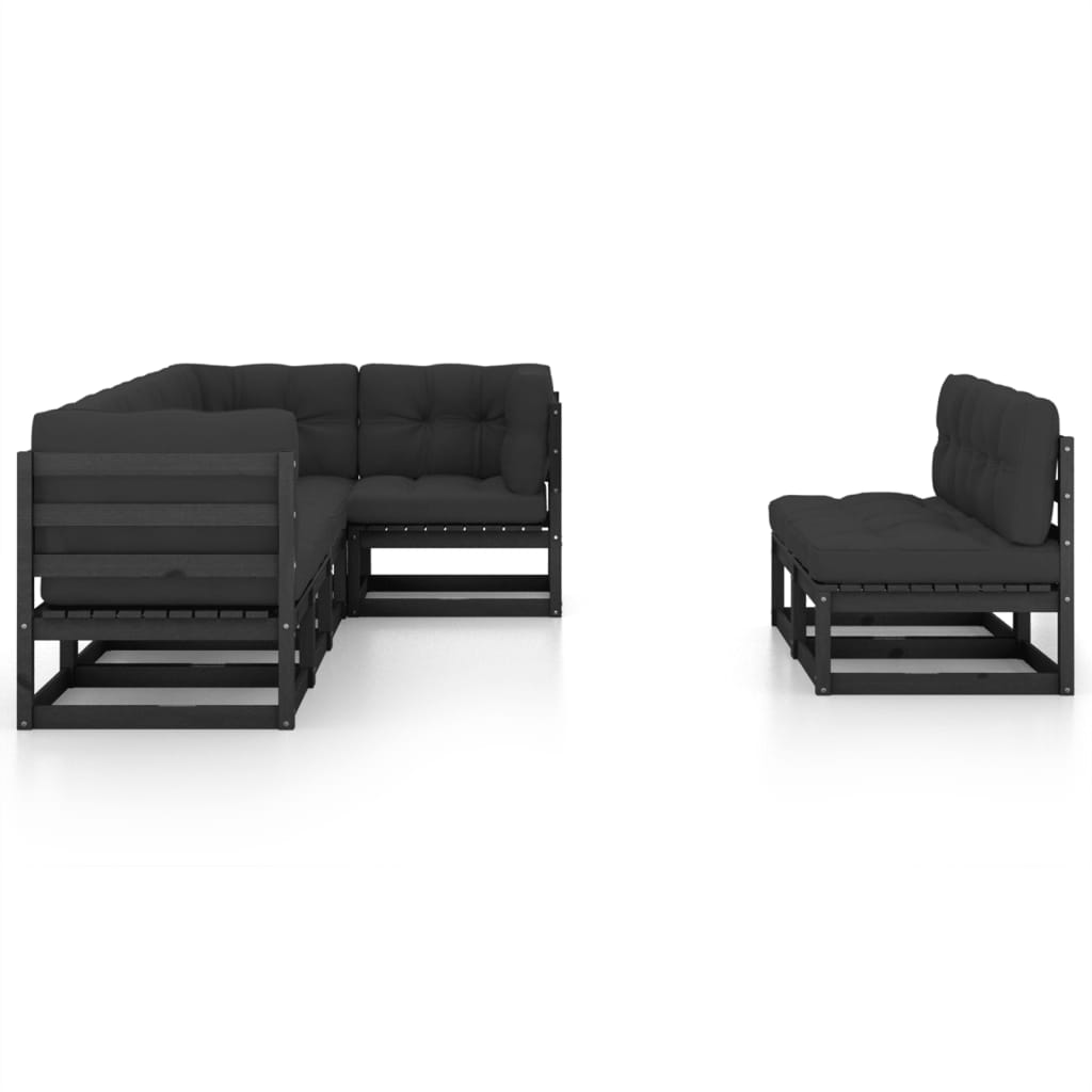 vidaXL 7-delige Loungeset met kussens massief grenenhout afbeelding