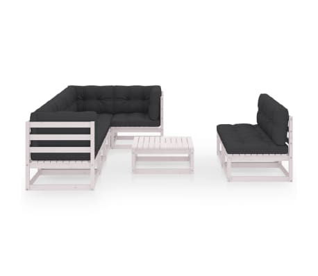 vidaXL 8-daļīgs dārza atpūtas mēbeļu komplekts ar pelēkiem matračiem