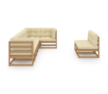 vidaXL Sodo komplektas su pagalvėlėmis, 8 dalių, pu&scaron;ies masyvas