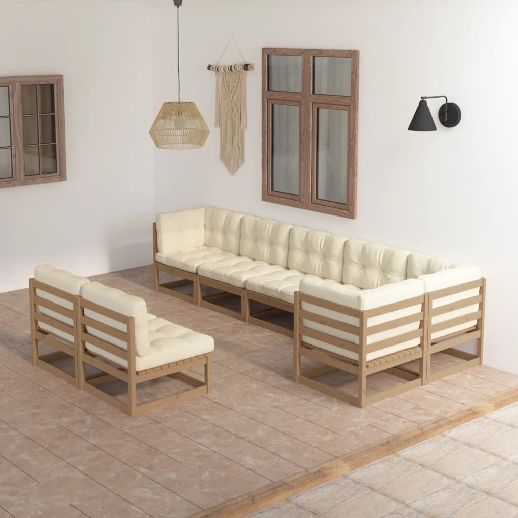 vidaXL Set mobilier de grădină, cu perne, 8 piese, lemn masiv pin vidaXL