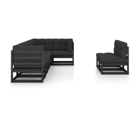 vidaXL 8 r&eacute;szes t&ouml;m&ouml;r fenyőfa kerti &uuml;lőgarnit&uacute;ra p&aacute;rn&aacute;kkal