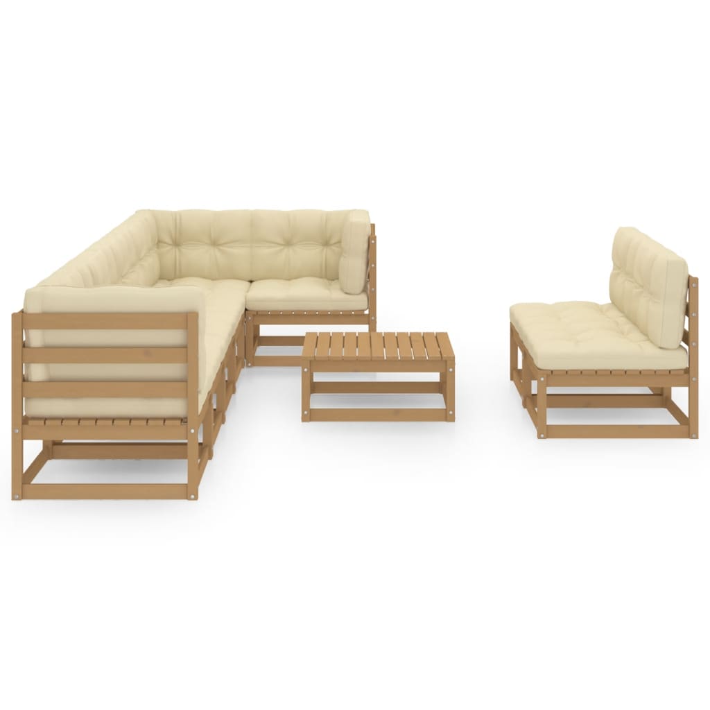 

vidaXL 9-delige Loungeset met kussens massief grenenhout