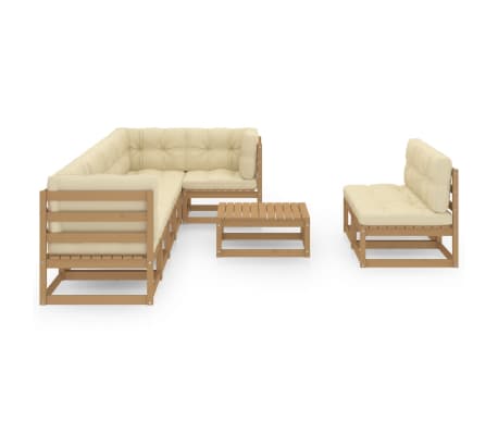 vidaXL 9-tlg. Garten-Lounge-Set mit Kissen Massivholz Kiefer