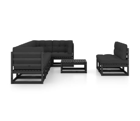 vidaXL Set mobilier de grădină cu perne, 9 piese, lemn masiv de pin