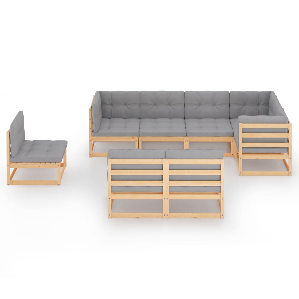 

vidaXL 8-delige Loungeset met kussens massief grenenhout