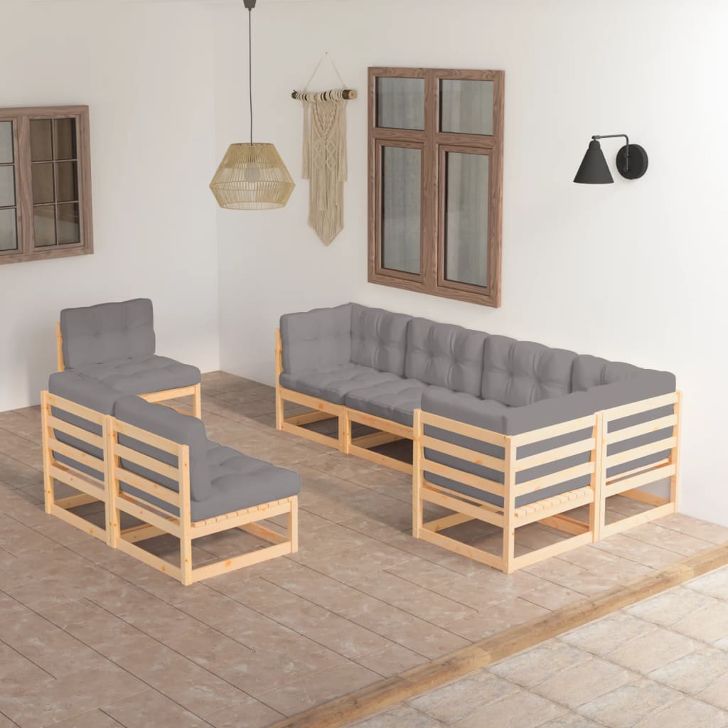 vidaXL 8-tlg. Garten-Lounge-Set mit Kissen Massivholz Kiefer