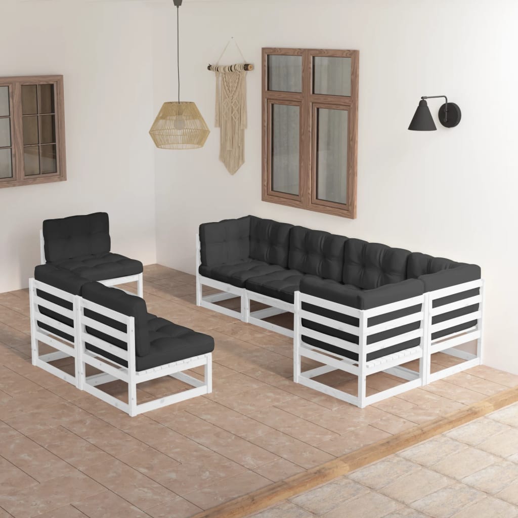 vidaXL 8-tlg. Garten-Lounge-Set mit Kissen Massivholz Kiefer