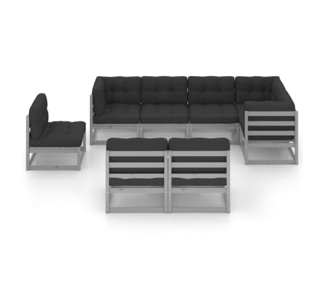 vidaXL Sodo komplektas su pagalvėlėmis, 8 dalių, pu&scaron;ies masyvas