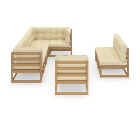 vidaXL Sodo komplektas su pagalvėlėmis, 8 dalių, pu&scaron;ies masyvas