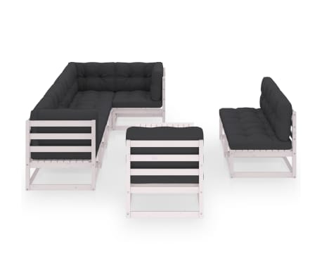 vidaXL 9 Piece Garden Lounge Set with Cushions Solid Pinewood