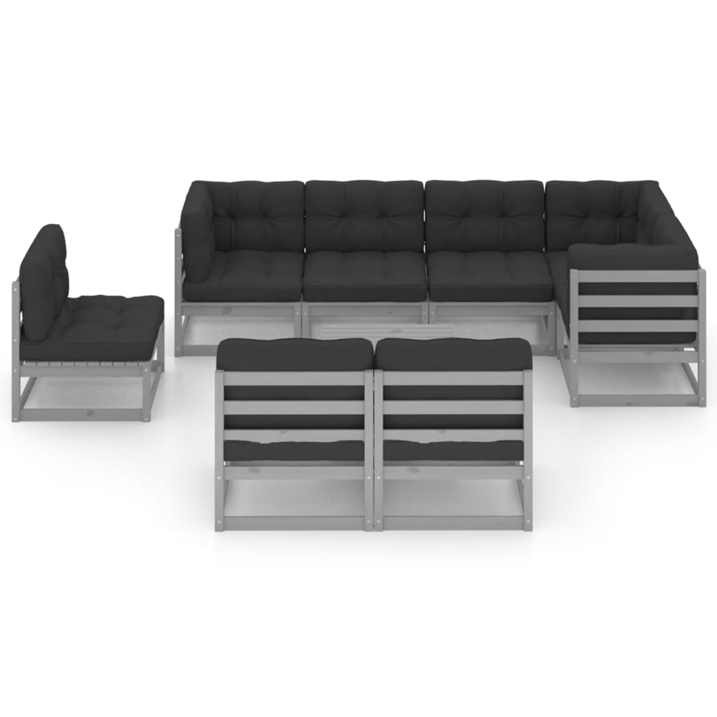 

vidaXL 9-delige Loungeset met kussens massief grenenhout