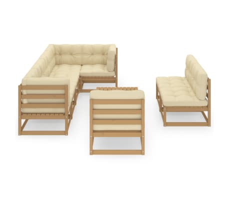 vidaXL 9d&iacute;ln&aacute; zahradn&iacute; sedac&iacute; souprava s podu&scaron;kami masivn&iacute; borovice