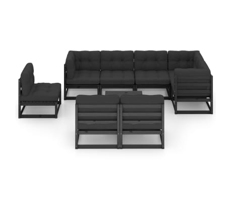 vidaXL 9-tlg. Garten-Lounge-Set mit Kissen Massivholz Kiefer