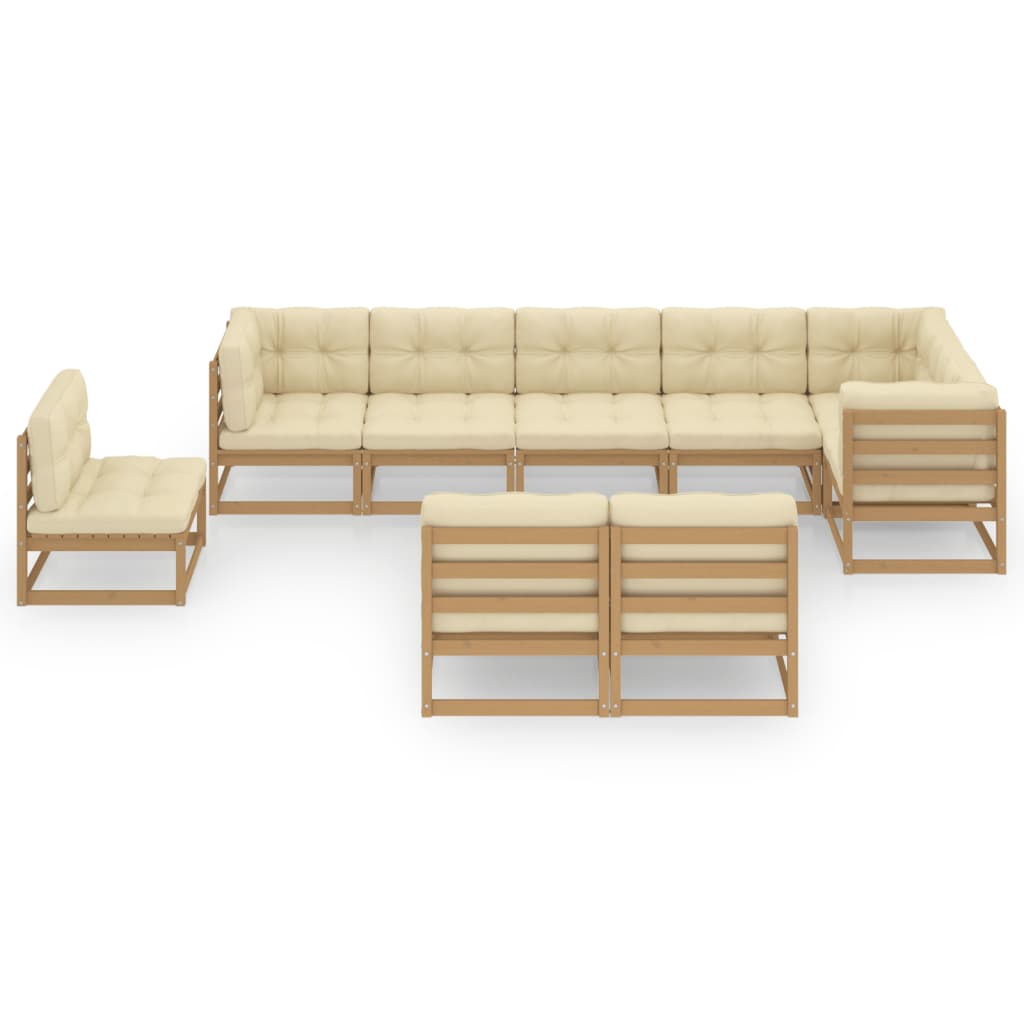 

vidaXL 9-delige Loungeset met kussens massief grenenhout