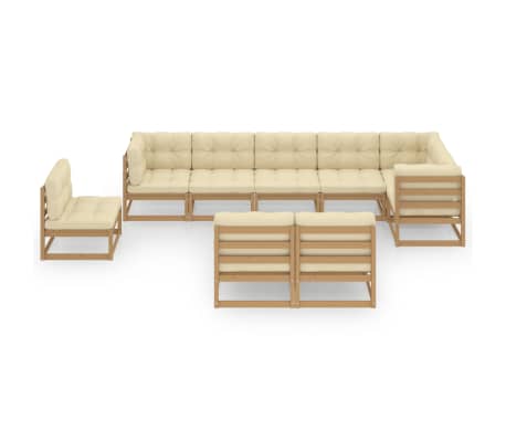 vidaXL 9-tlg. Garten-Lounge-Set mit Kissen Massivholz Kiefer