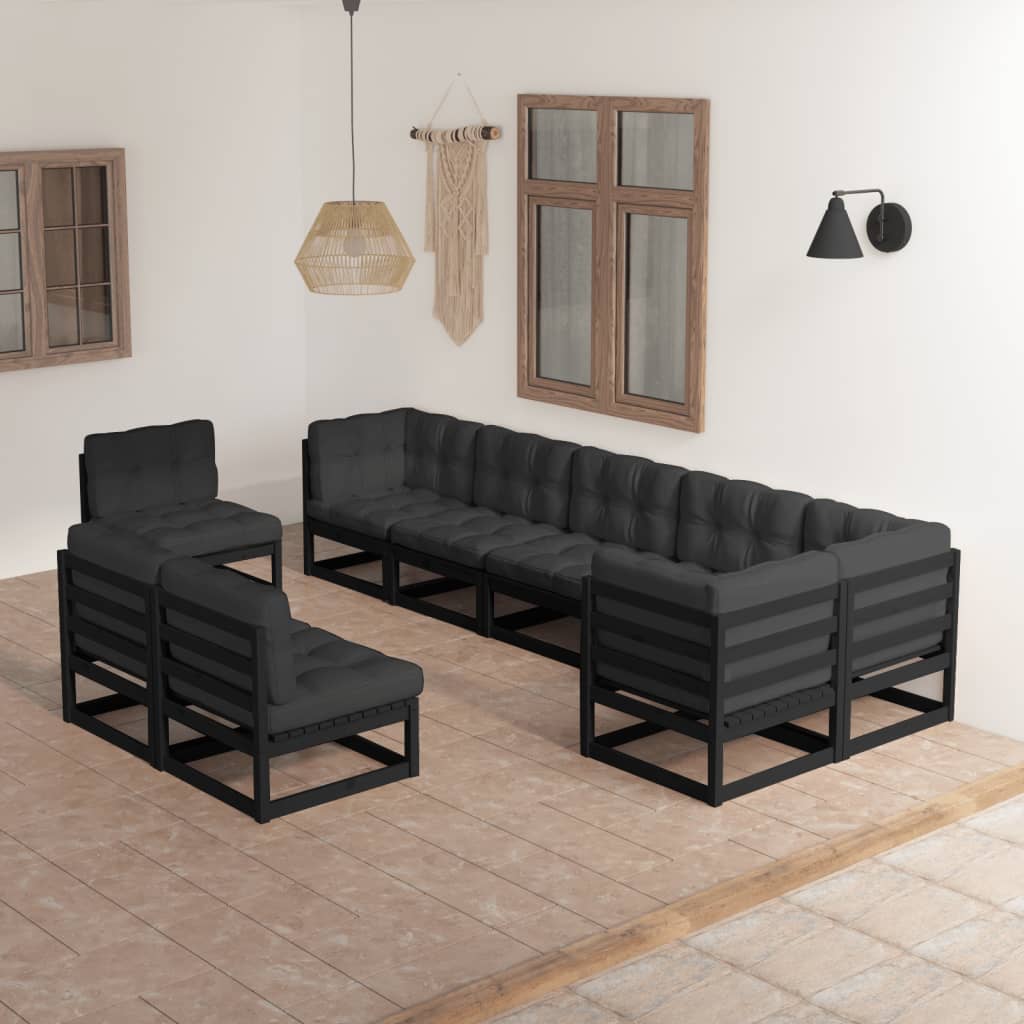 vidaXL 9-tlg. Garten-Lounge-Set mit Kissen Massivholz Kiefer