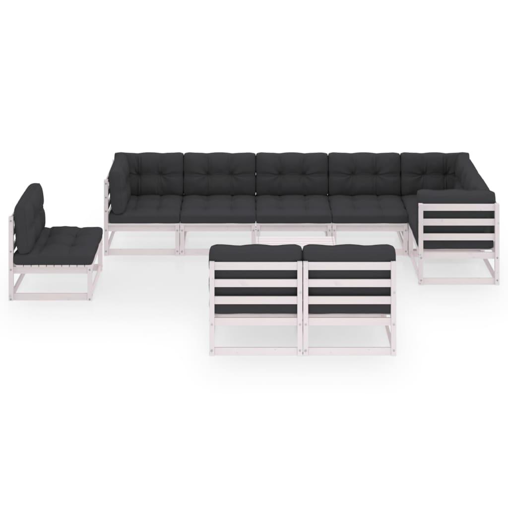 

vidaXL 10-delige Loungeset met kussens massief grenenhout