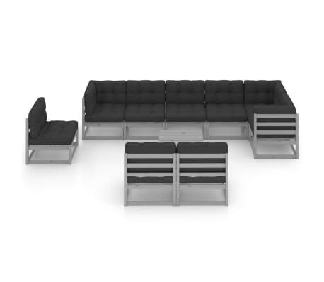 vidaXL Sodo komplektas su pagalvėlėmis, 10 dalių, pu&scaron;ies masyvas