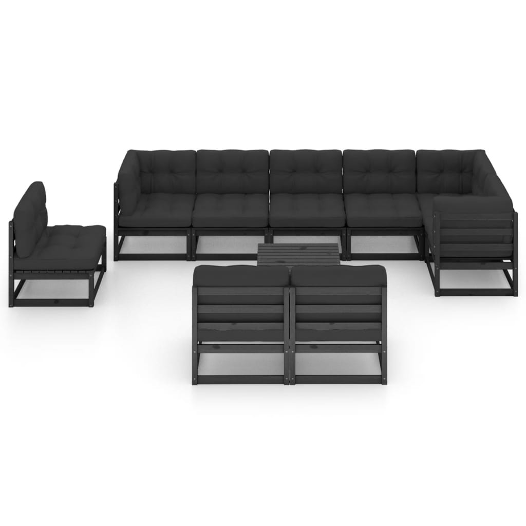 vidaXL 10-delige Loungeset met kussens massief grenenhout afbeelding