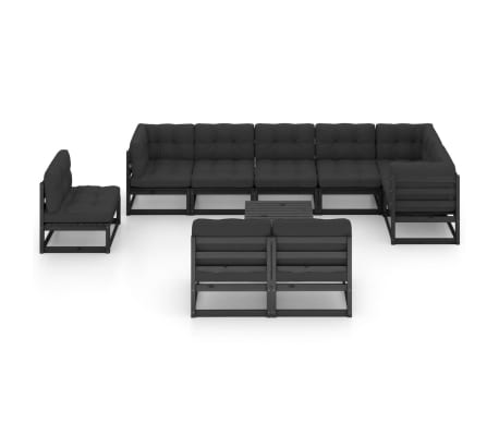 vidaXL Sodo komplektas su pagalvėlėmis, 10 dalių, pu&scaron;ies masyvas