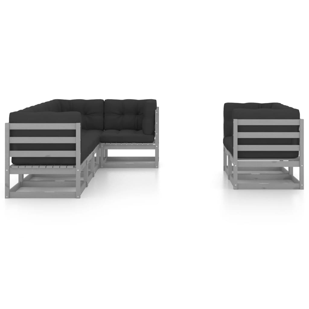 vidaXL 7-delige Loungeset met kussens massief grenenhout afbeelding