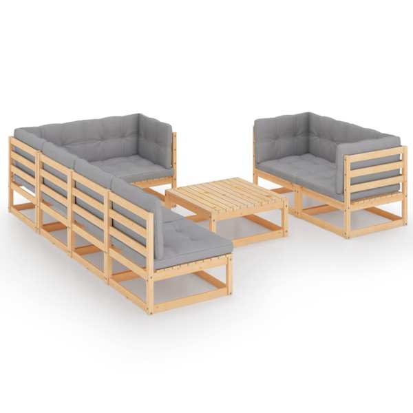 vidaXL 8-osaline aiam&ouml;&ouml;bli komplekt patjadega, m&auml;nnipuit