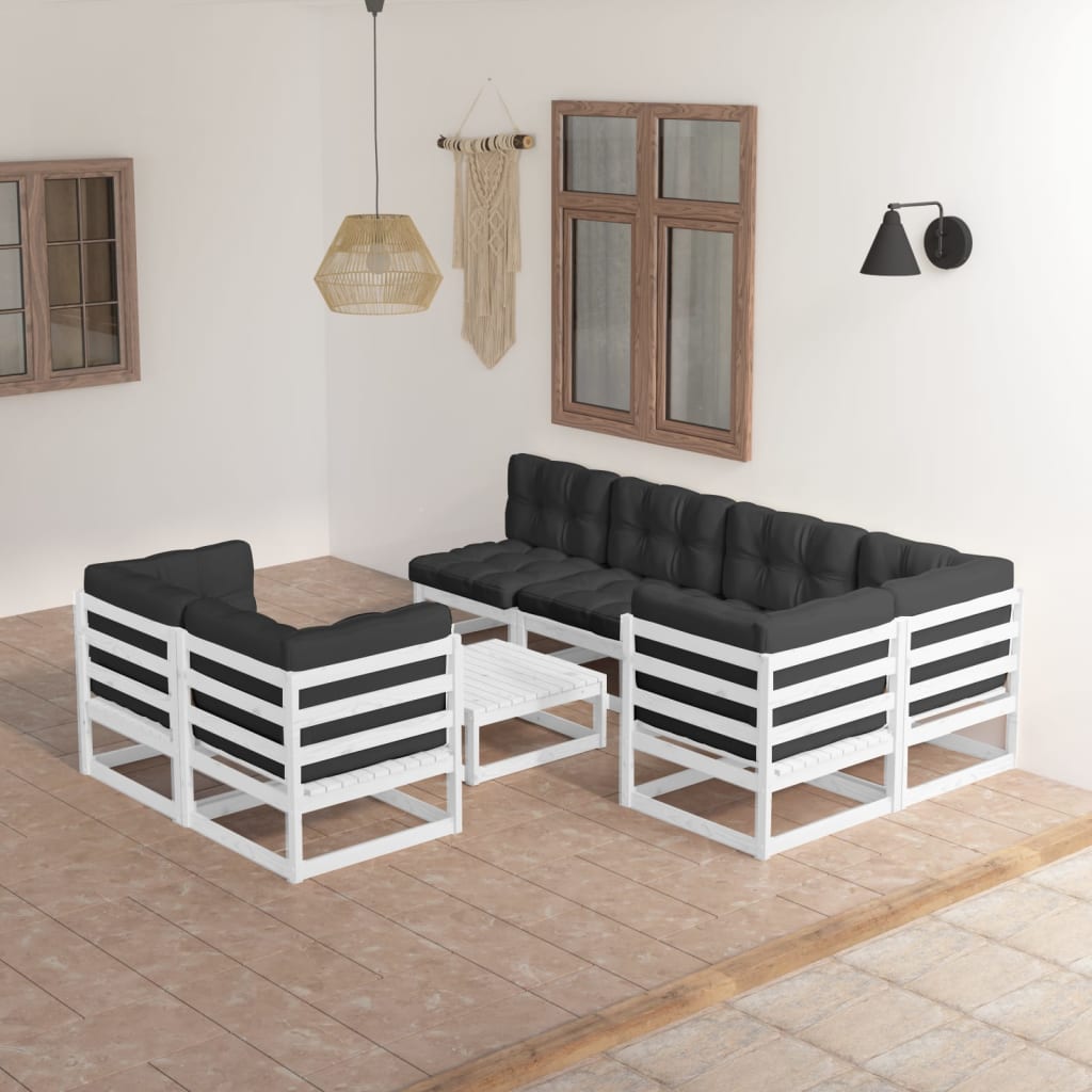 vidaXL 8-tlg. Garten-Lounge-Set mit Kissen Massivholz Kiefer