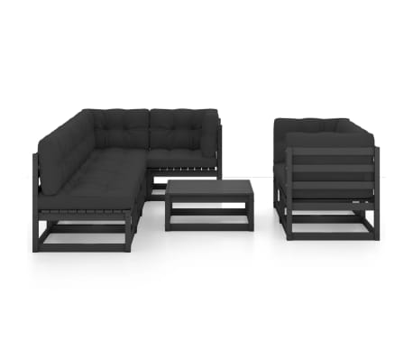 vidaXL Salon de jardin 8 pcs avec coussins Bois de pin massif