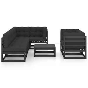 vidaXL Salon de jardin 8 pcs avec coussins Bois de pin massif