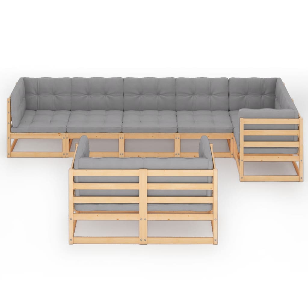 vidaXL 8-delige Loungeset met kussens massief grenenhout afbeelding