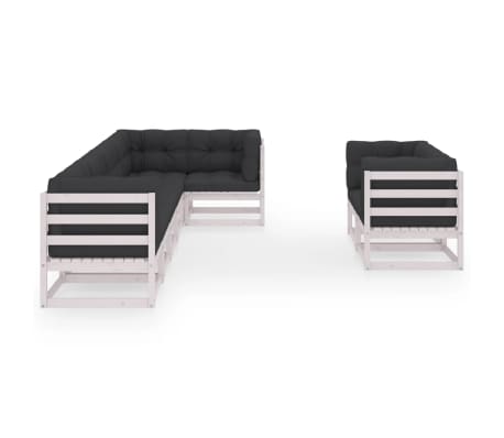 vidaXL 8-delige Loungeset met kussens massief grenenhout