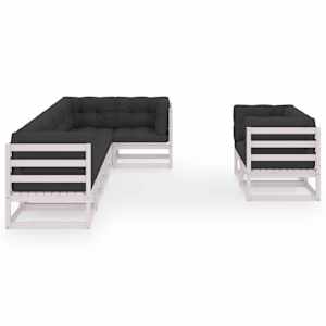 vidaXL 8-delige Loungeset met kussens massief grenenhout