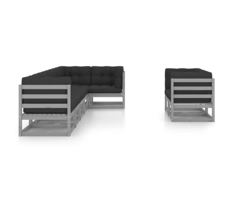 vidaXL 8-daļīgs dārza atpūtas mēbeļu komplekts ar pelēkiem matračiem