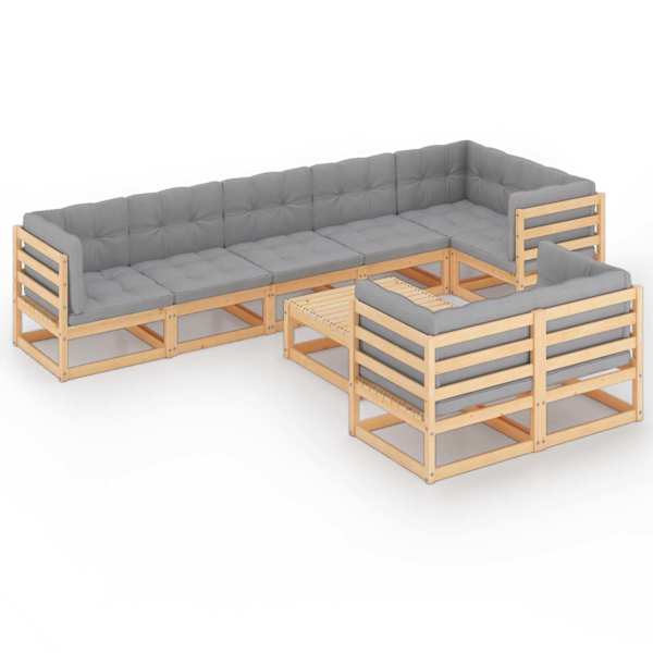 vidaXL 9-osaline aiam&ouml;&ouml;bli komplekt patjadega, toekas m&auml;nnipuit