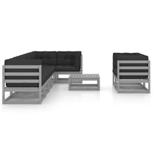 vidaXL Sodo komplektas su pagalvėlėmis, 9 dalių, pu&scaron;ies masyvas