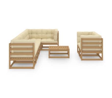 vidaXL Sodo komplektas su pagalvėlėmis, 9 dalių, pu&scaron;ies masyvas