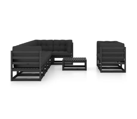 vidaXL Set mobilier grădină cu perne, 9 piese, lemn masiv pin