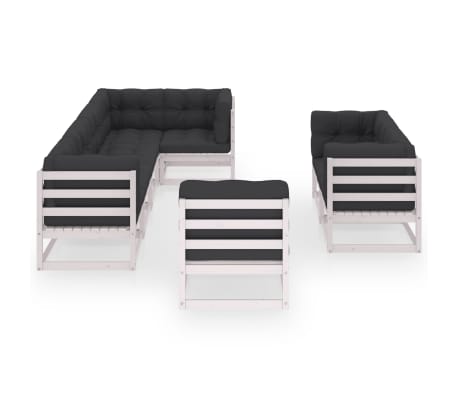 vidaXL Salon de jardin 8 pcs avec coussins Bois de pin massif