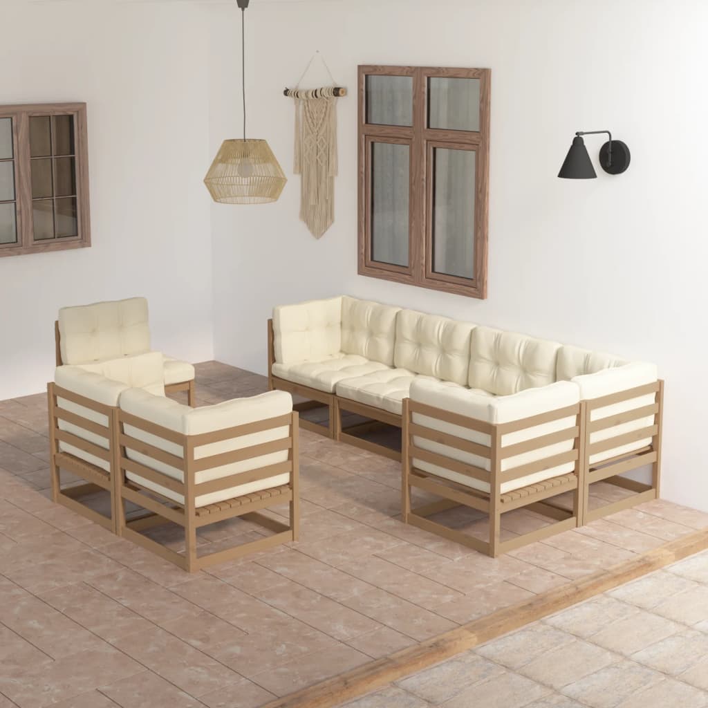 vidaXL 8-tlg. Garten-Lounge-Set mit Kissen Massivholz Kiefer