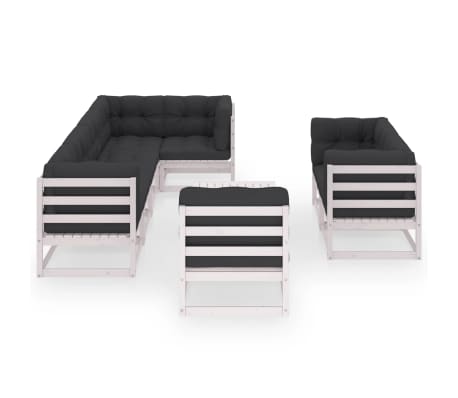 vidaXL Sodo komplektas su pagalvėlėmis, 9 dalių, pu&scaron;ies masyvas