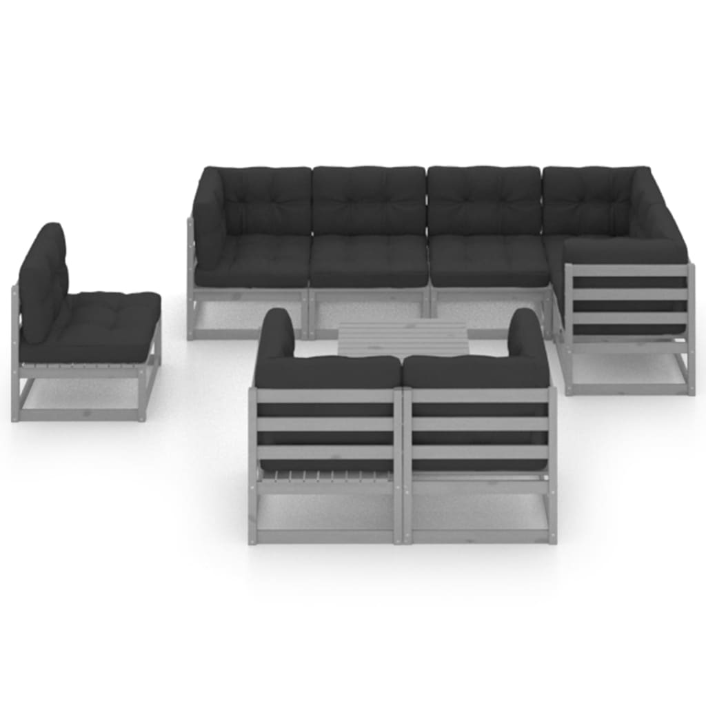 

vidaXL 9-delige Loungeset met kussens massief grenenhout