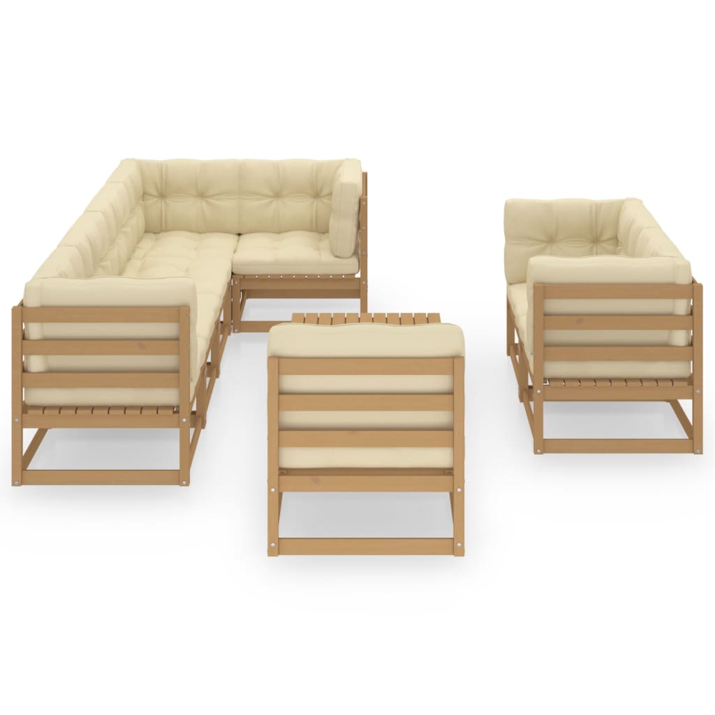 

vidaXL 9-delige Loungeset met kussens massief grenenhout
