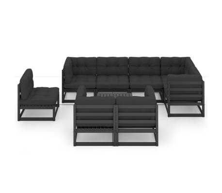 vidaXL Salon de jardin 9 pcs avec coussins Bois de pin massif