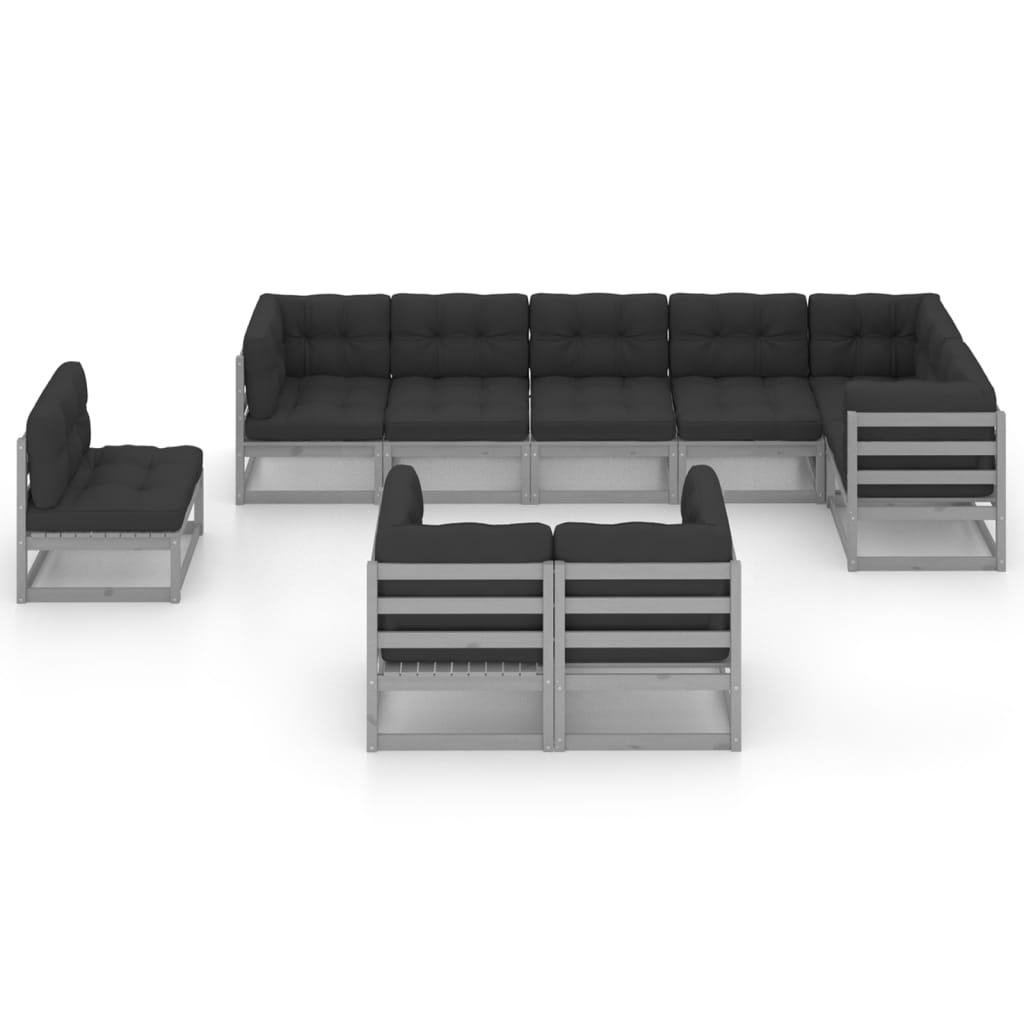 vidaXL 9-delige Loungeset met kussens massief grenenhout afbeelding