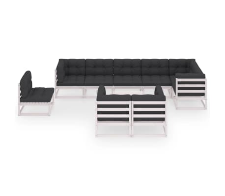 vidaXL 10 Piece Garden Lounge Set with Cushions Solid Pinewood