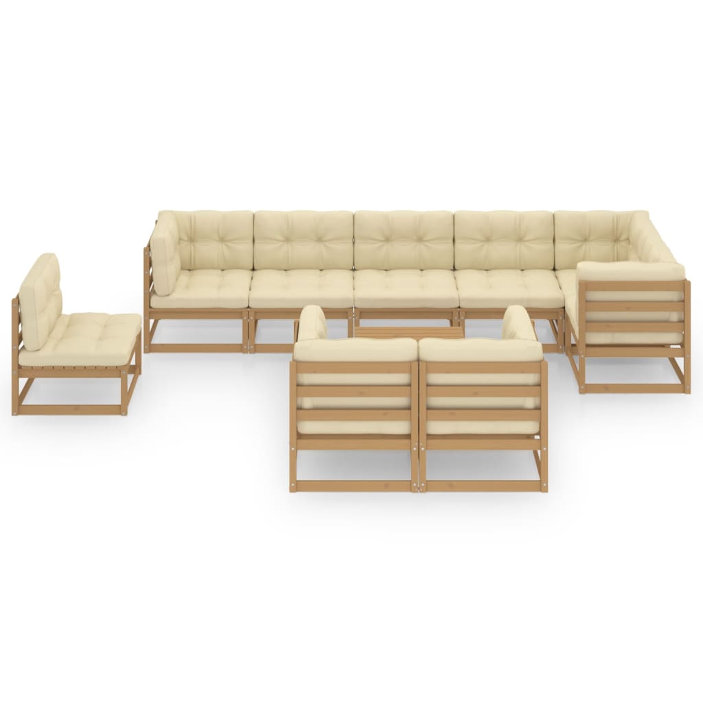 

vidaXL 10-delige Loungeset met kussens massief grenenhout