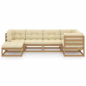 vidaXL Sodo komplektas su pagalvėlėmis, 6 dalių, pu&scaron;ies masyvas